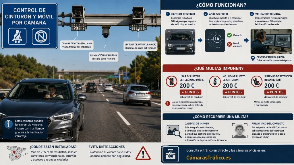 Infografía y cámaras OCR de acceso a ZBE con distintivos ambientales y multas